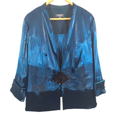 Dressbarn 2 pc Beaded Evening Jacket  Camisole Size 14 Iridescent Event Party