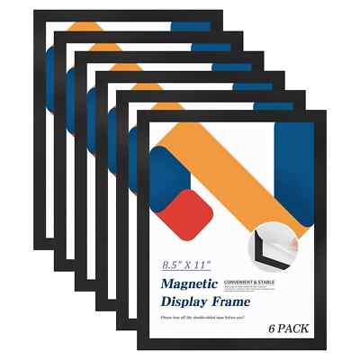 Relx 6 Pcs 8.5 x 11'' Self-Adhesive Magnetic Wall Signs Holder Picture Frames