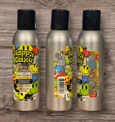 Smoke Odor Exterminator Happy Daze 7 oz Large Spray Set of 3 Bottles.