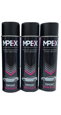 Mpex Satin Black Sprühfarbe Aerosolbeschichtung schnelltrocknend Mehrzweck 500ml x 3