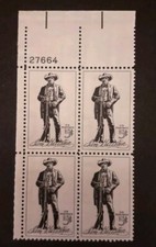 1964 US Stamp Scott#1242  Plate Block of 4 Sam Houston 5 cent  MNH