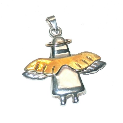 1/10 CT. T.W. Diamond Single Angel Wing Pendant in Sterling Silver