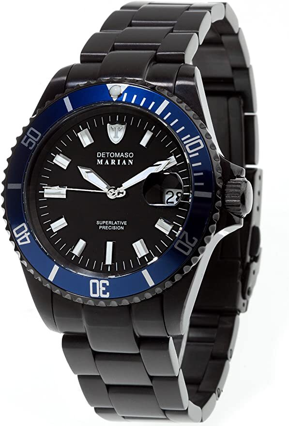 Montre Homme DETOMASO MARIAN Date Étanche 50M Boîtier Acier Noir