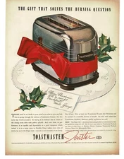 1937 Toastmaster Toaster Christmas Gift Holly  Vintage Print Ad