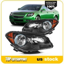 Fits 2008-2012 Chevy Malibu LS LT LTZ Headlight Assembly Black Housing Pair