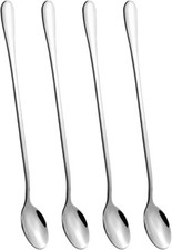4 pcs 9 Inch Long Handle Iced Tea Spoon, Coffee Spoon, Ice Cream Spoon, Stain...