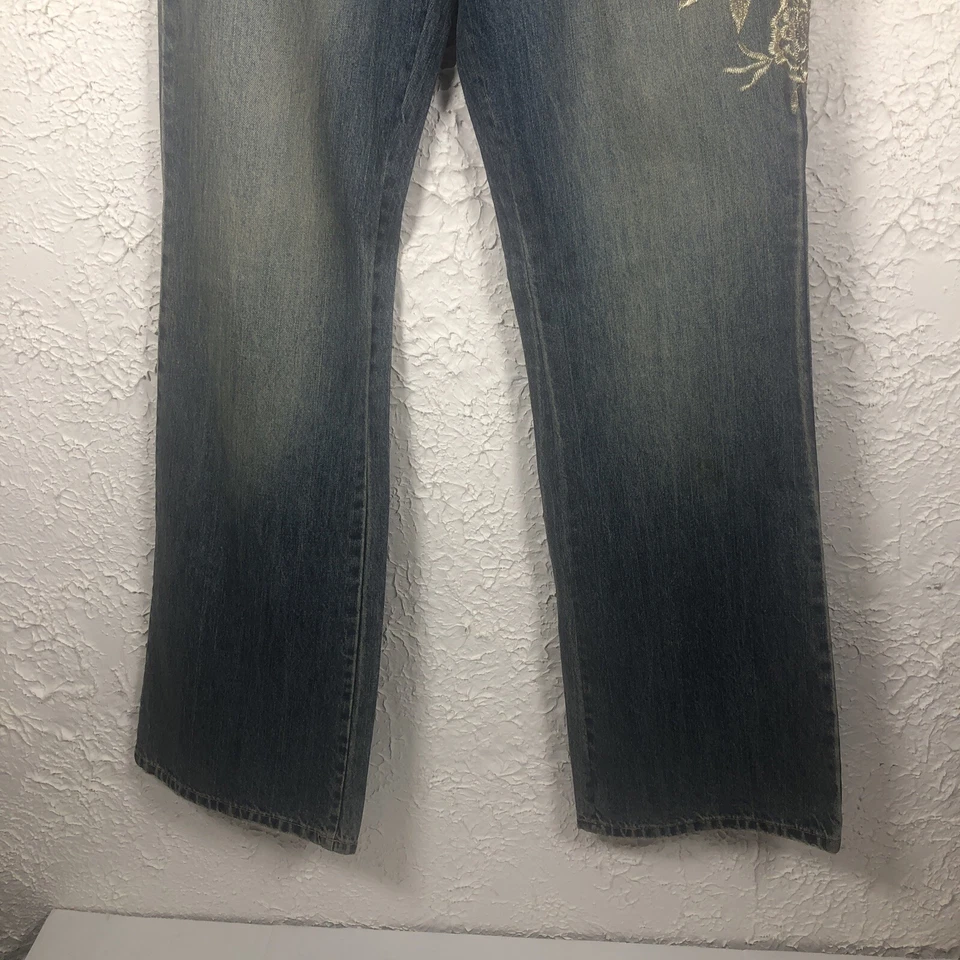 Jeans de tiro bajo Stamp 10 rectos bordados florales talla 10 Western Denim Foto 4 de 4