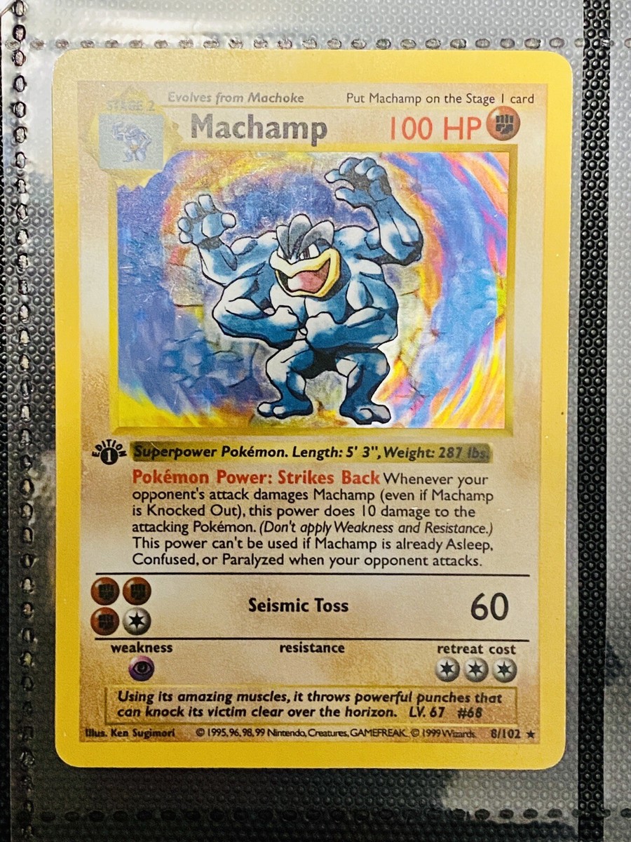 Pokemon Card 1st Edition Machamp Shadowless-8/102 Base Set - Rare