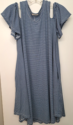 Altar'd State Blue & White Striped Dress Stretch Cold Shoulder Large | eBay Altar'd State Blue & White Striped Dress Stretch Cold Shoulder Large | eBay