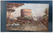 carte postale aquarelle ancienne de ROME: via Appla