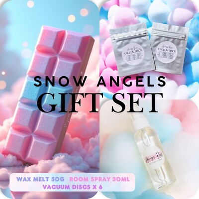 Snow Angels Gift Set Wax Melt, Room Spray Vacuum Discs Fairy Xmas  Present UK