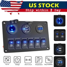 12V LED 6 Gang On/Off Rocker Switch Panel Car Truck Boat Marine Inline Fuse Box