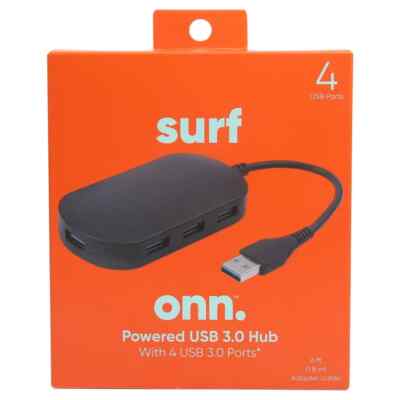 Surf Onn. Powered USB 3.0 Hub w/ 4 USB 3.0 Ports, Black
