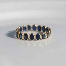 2Ct Oval Cut Lab Created Blue Sapphire Wedding Band Ring 14K Yellow Gold Plated