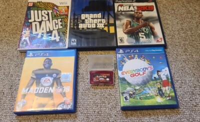 Video Game Lot PS4, PS2, Wii, Gameboy 6pcs 