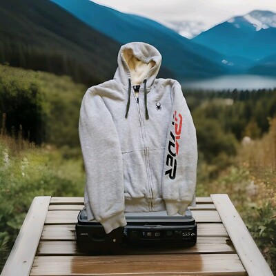 Spyder Womens Logo Full Zip Fleece Lined Grey Hoodie Size S/P/P