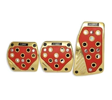 3 Pcs Red Gold Manual Car/Suv Brake Gas Foot Pedal Pads Covers