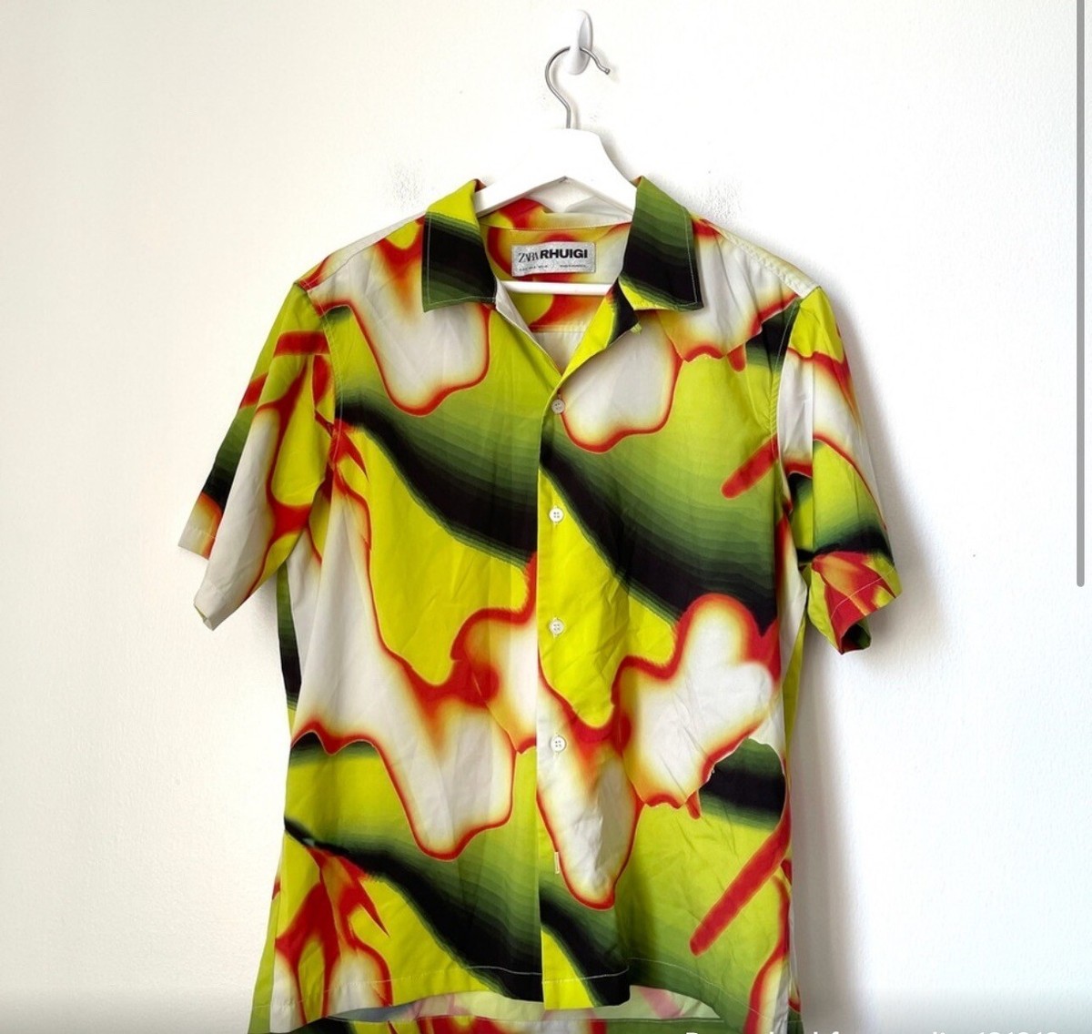 Zara X Rhuigi Shirt Mens Small Short Sleeve Button Up Abstract