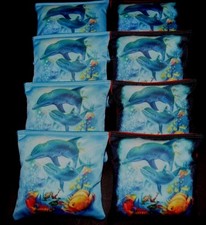 DOLPHINS HAPPY PLAYING IN OCEAN REEF 8 ACA Regulation Cornhole Bean Bags B325