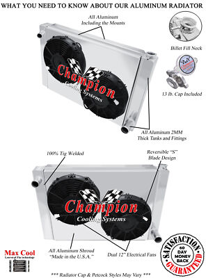 ER 24'' Wide 3 Row Universal Series Radiator Chevy Config,12'' Fans,Shroud