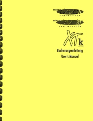 Waldorf Microwave XTK XT II Synthesizer Keyboard OWNER'S MANUAL