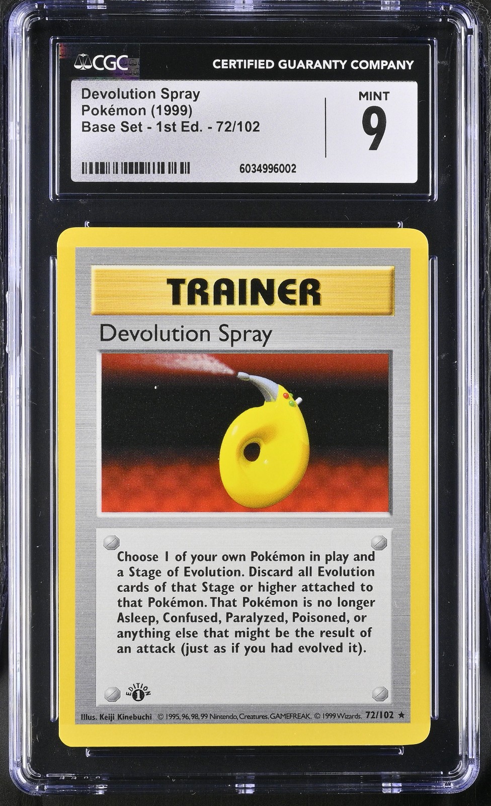 CGC 9 MINT Devolution Spray #72 Base Set 1st Edition Shadowless Pokemon (1999)