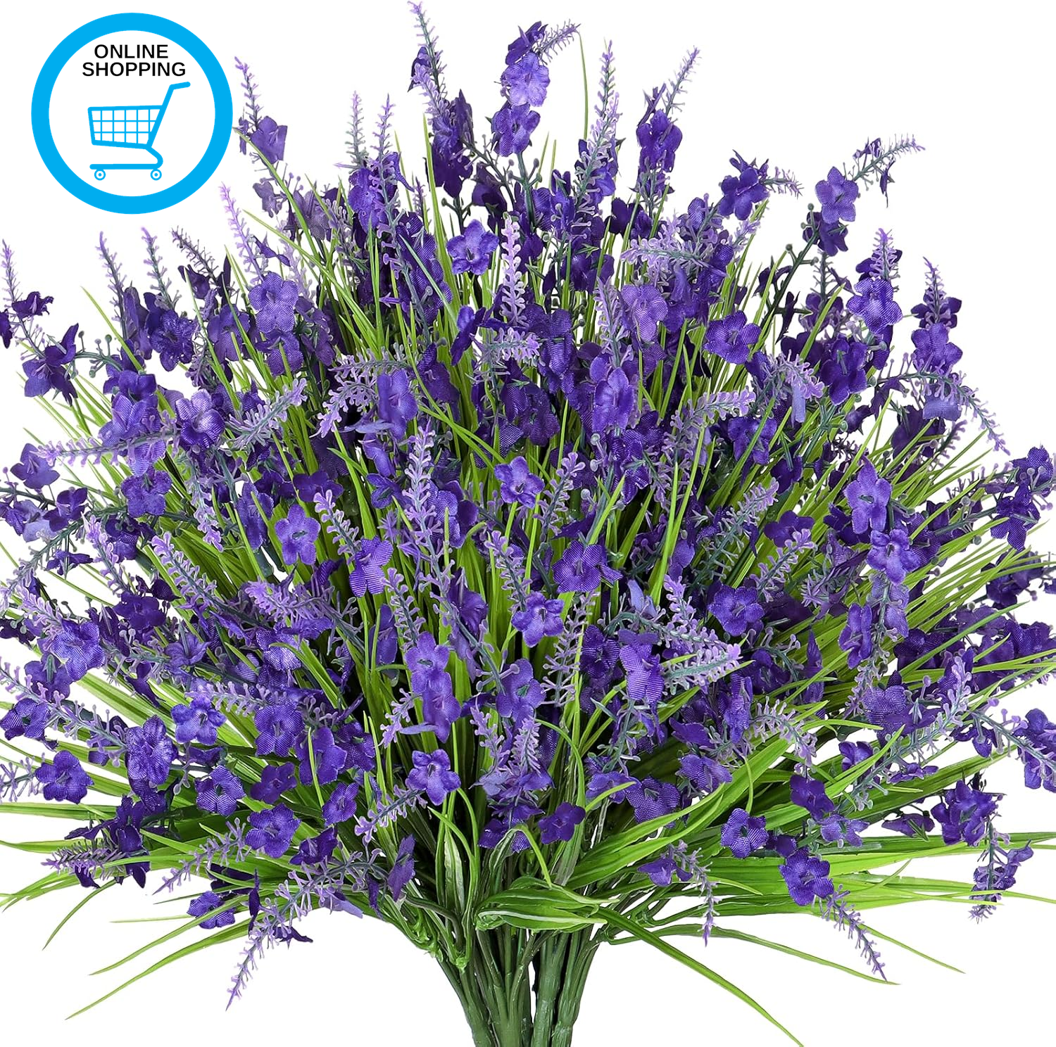 12 Bundles Artificial Lavender Flowers Outdoor Decorative Fake Silk Flowers UV R