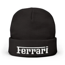 Ferrari Logo Embroidered Knit Beanie