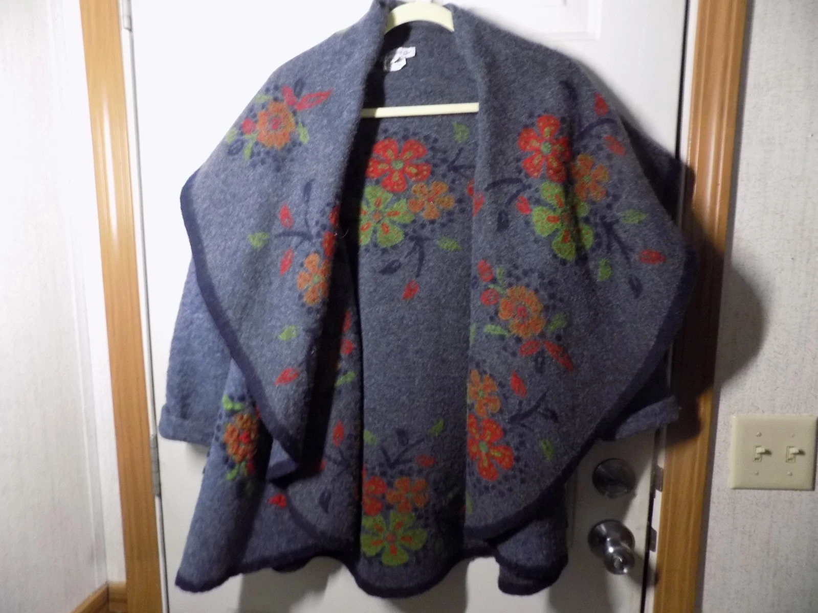 Parisienne Chic Wool Blend Cape Wrap Poncho Coat Women 44 L /XL Classy Italy