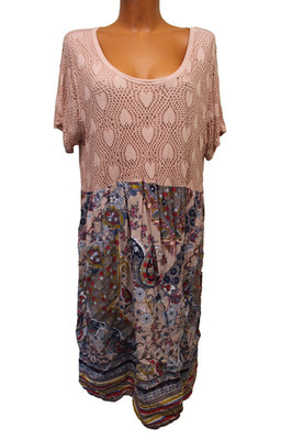Kleid XL 46 Jerseykleid knielang Strandkleid Sommer Tunika kurzarm Sommerkleid