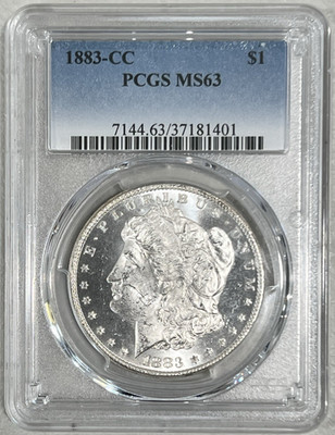 1883 CC Morgan Silver Dollar   PCGS MS63   Strong Luster & Reflective Fields