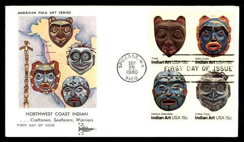 Mayfairstamps US FDC 1980 Northwest Indian Masks Combo First Day Cover aaw_91713