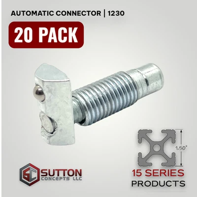 SUTTON CONCEPTS Automatic Connector Aluminum Tslot 20 PCS 15 Series | Compatible 80/20 14195