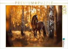 CALVENDO Puzzle Braunes Pferd im Herbstwald  1000 Teile Lege-Gr  e 64  48 cm F