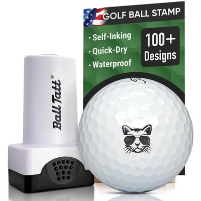 Ball Tatt - Cool Cat Golf Ball Stamp Marker Quick-Dry Self-Inking Ball Stamper