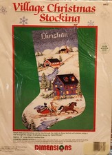 Dimensions Christmas Counted Cross Stitch Village Christmas Stocking 8432
