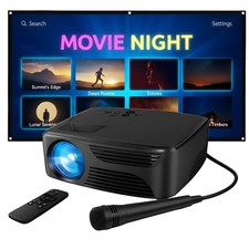 All-in-1 720p Mini Bluetooth Projector Set with Screen and Microphone