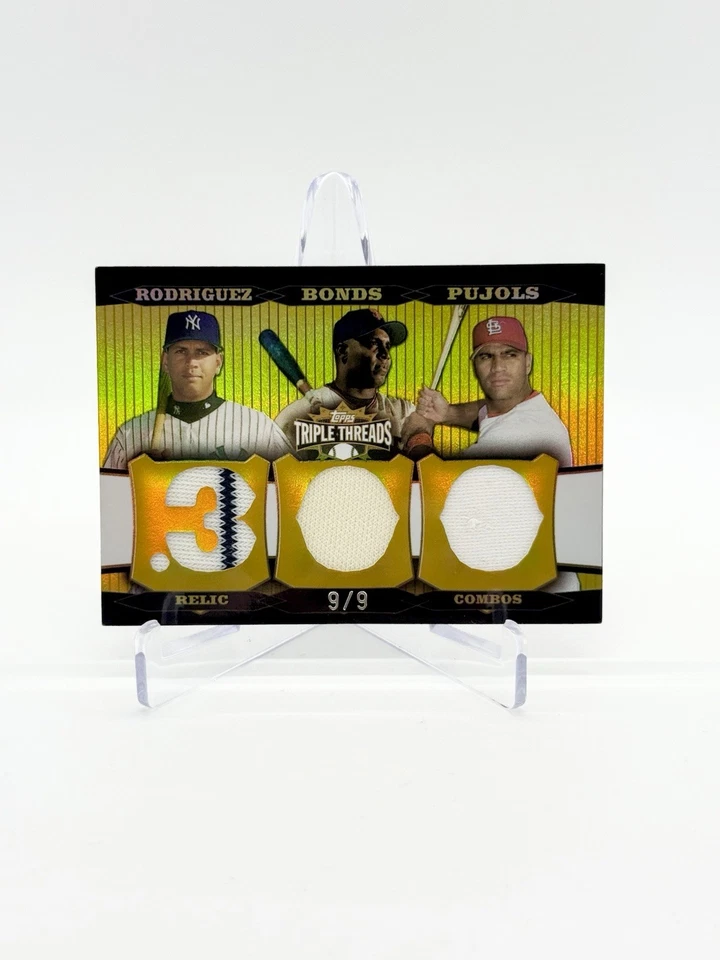 2006 TOPPS ТРОЙНЫЕ НИТИ РОДРИГЕС, ОБЛИГАЦИИ, ПУЙОЛЬ - SSSP ЗОЛОТО 9/9 - РЕДКАЯ! - Изображение 2 из 3