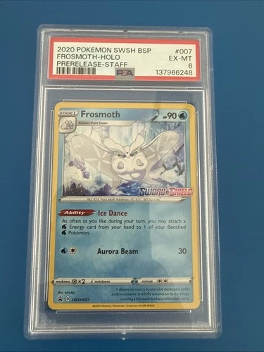 Frosmoth SWSH007 STAFF Pre Release Promo Sword & Shield Pokemon Card Psa 6