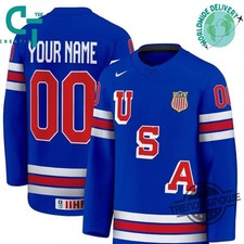 USA Hockey 2025 Hockey Jersey Blue Custom Name And Number Size XS-5XL