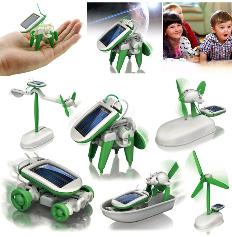 6 in 1 Solar Powered Boat Robot Kit DIY Educational Toy 3D Model Fan Toys Car