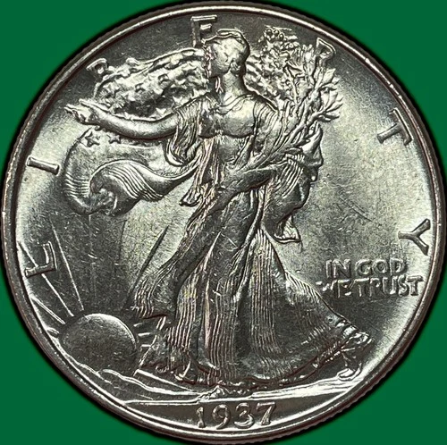 1937 Walking Liberty Half Dollar Choice Almost Uncirculated AU+ Coin #36398