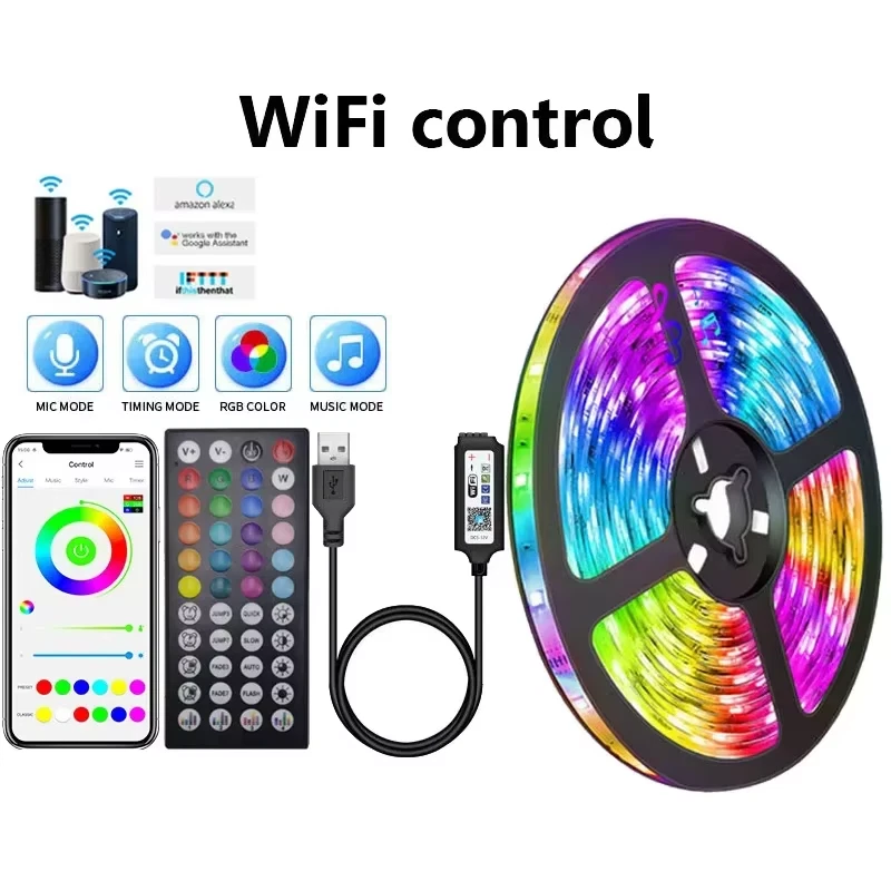 RGB 5050 led Streifen Licht leiste USB Tuya WiFi APP IR Controller Steuerung Set - Bild 2 von 4