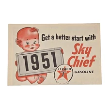 Rosy-cheek Baby, Sky Chief Texaco Gasoline Sign 1950s 8.25 x 5.5" Ad