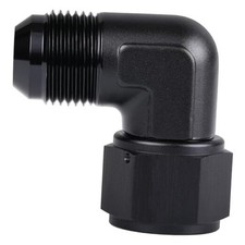 Female to Male Flare 90 Degree Elbow Swivel Fitting 12AN Black - 90 Degree