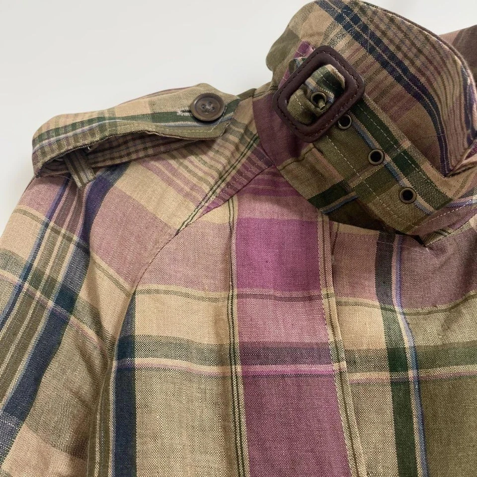 Gabardina para mujer Ralph Lauren talla S beige, púrpura, verde a cuadros hecha en Italia Foto 3 de 4