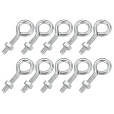 10 Pcs M4x20mm Eye Bolts, Threaded Eyebolt Eye Hooks Screws with Nut Silver