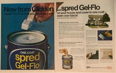 1972 Glidden Spred Gel-Flo Paint PRINT AD Thick - Cover House One Coat VTG 1970s