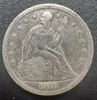 1846 O Seated Liberty Dollar VF, Cleaned