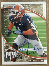 2009 Upper Deck Football Heroes Gold 25/25 Vontae Davis Auto #172 Rookie Bookend